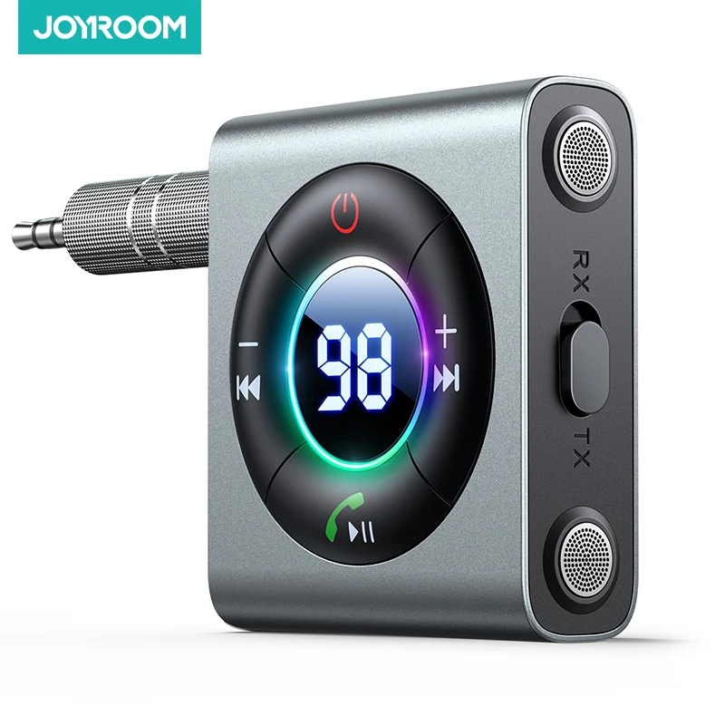 

Joyroom Bluetooth 5,3 AUX адаптер приемник передатчика 2 в 1 Улучшенная двойная микросхема цифровой дисплей Bluetooth 3,5 мм адаптер