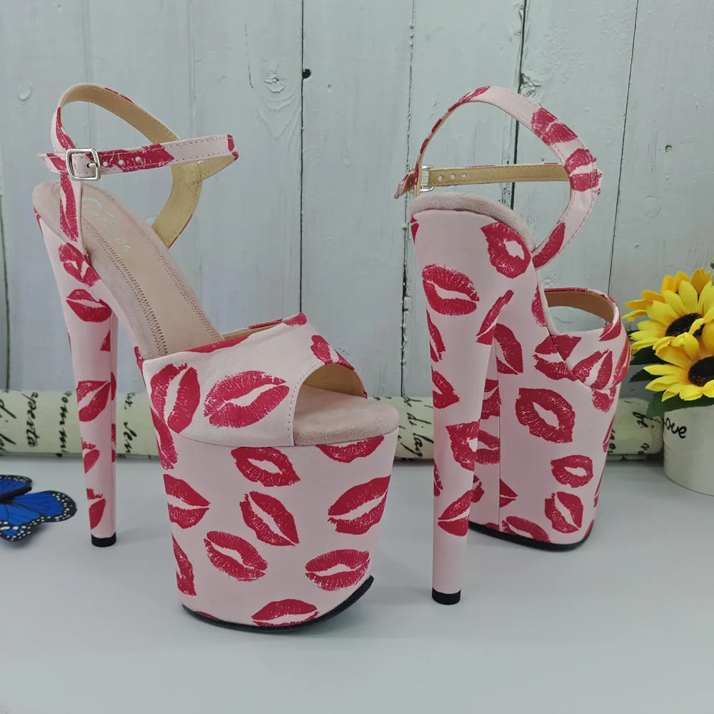 Leecabe  20cm/8inch Kiss Mouth style high heel sandals  sexy model shoes pole dance shoes