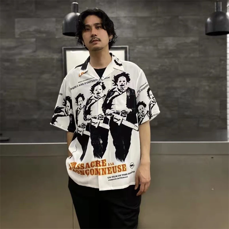 

2023 Wacko Maria Man Wowen Full Logo Print Short Sleeve Summer Shirt