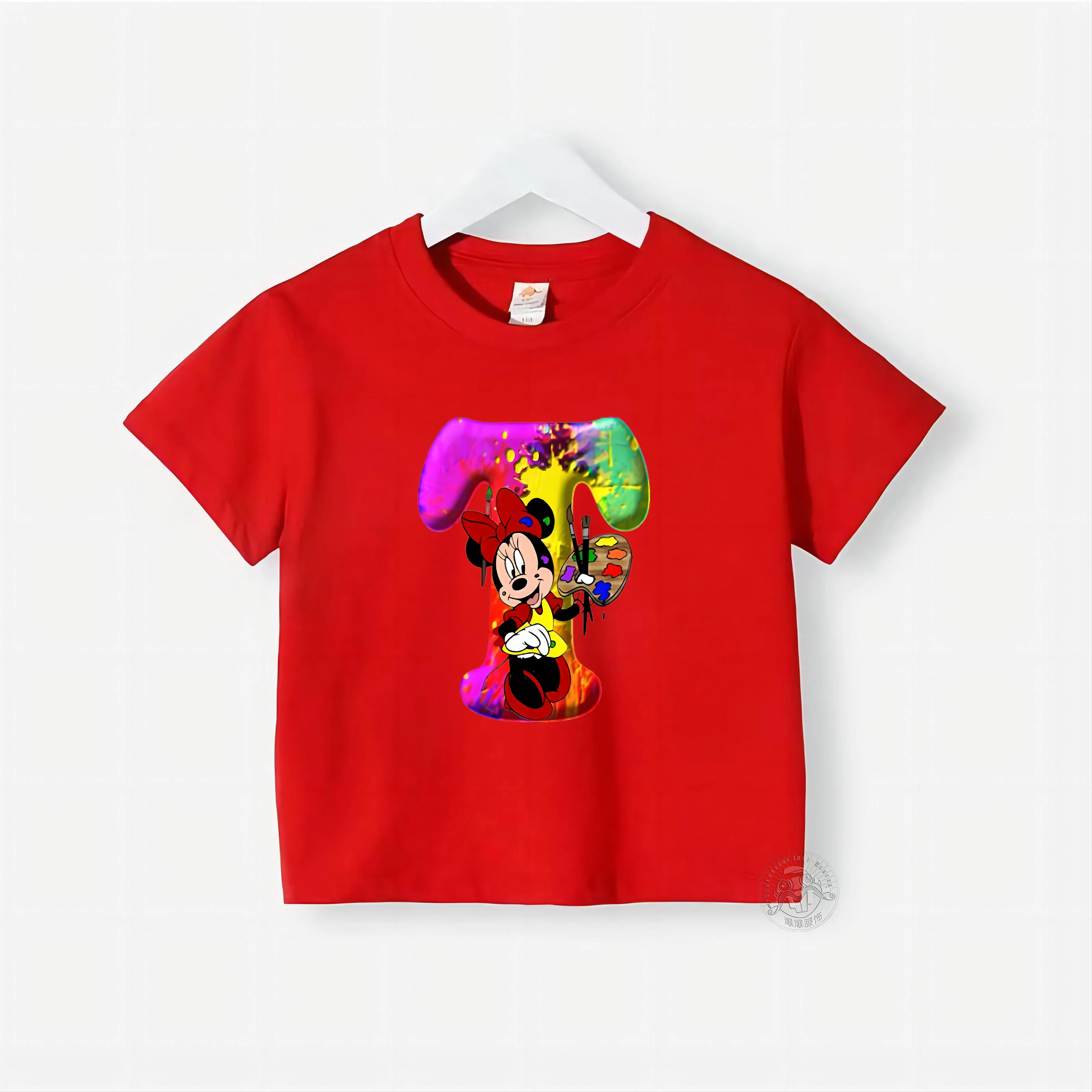 Футболка с коротким рукавом и круглым вырезом для мальчиков девочек из 100% хлопка