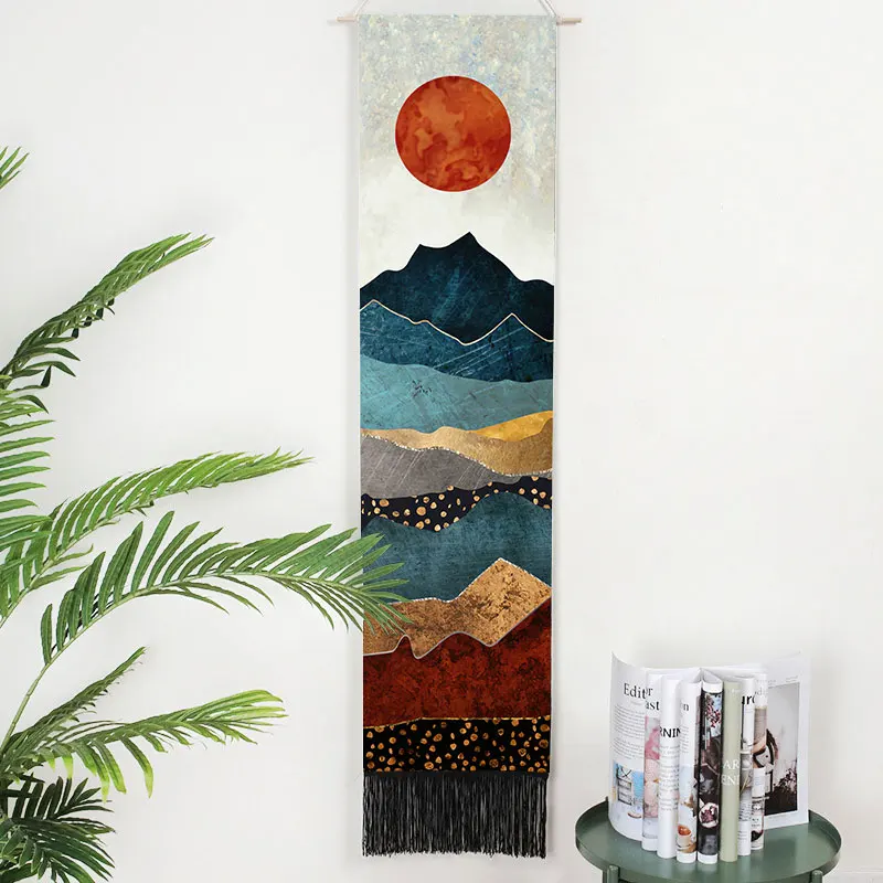

Bohemian Sunset Bird Ocean Landscape Home Decor Mountain and Forest With Tassel Wall Hanging Art Wall Cloth Tapestry For Bedroom