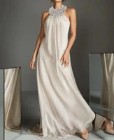 sexy a line formal evening dresses 2022 halter sleeveless beading 3d chiffon prom party gowns robe de soiree vestidos fiesta