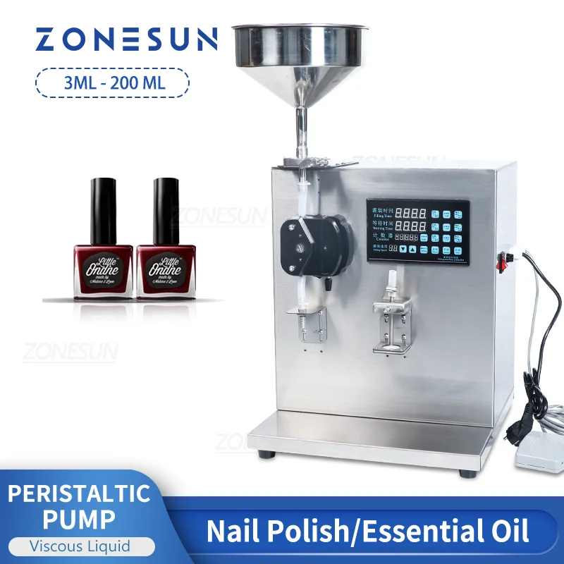 

ZONESUN Viscous Liquid Filling Machine Electric Semi-Automatic Nail Polish Filler Honey Pigment Paste Vial Bottle Packaging