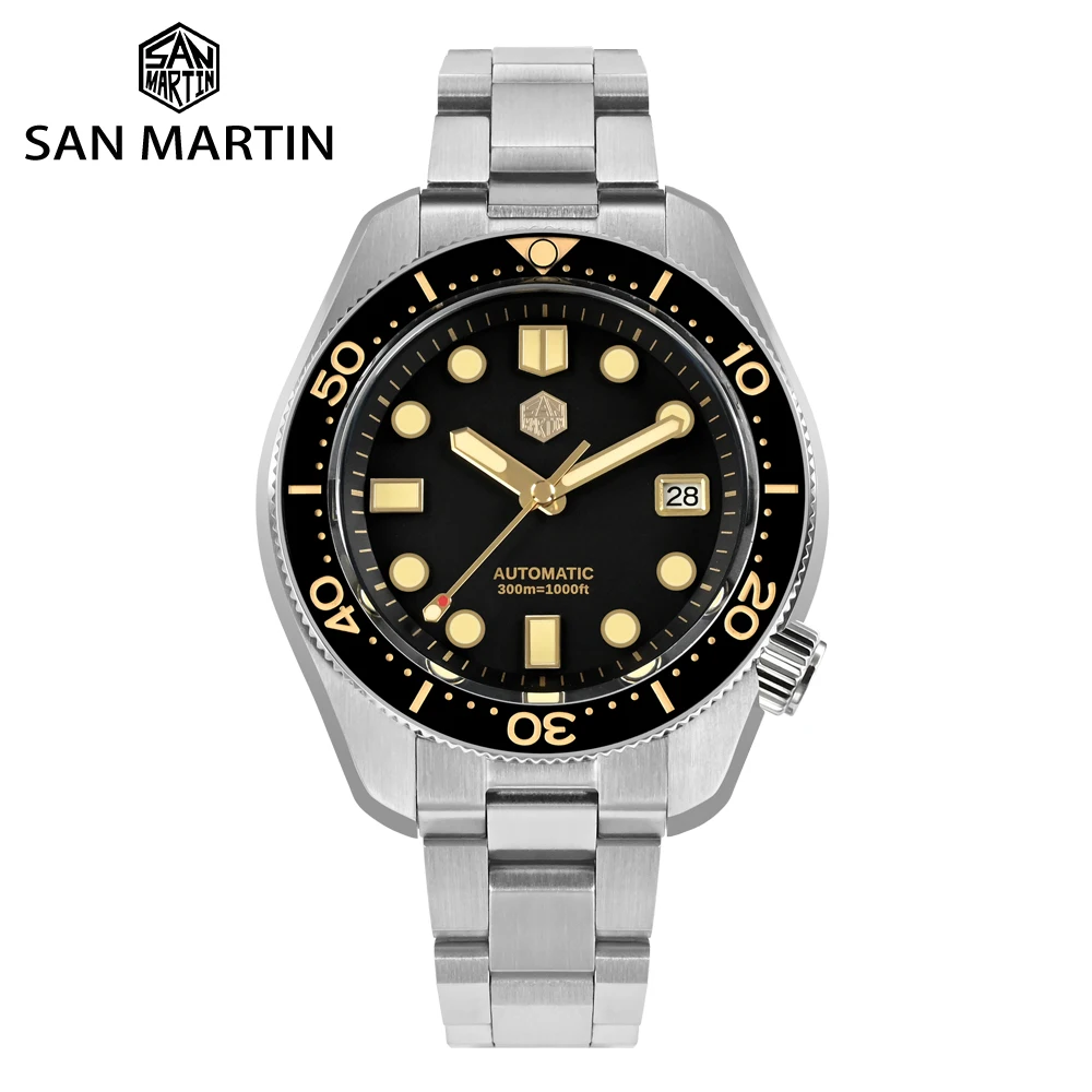 

San Martin 2023 New 44mm Vintage MM300 Men Diving Watch NH35 Gilt Dial Automatic Mechanical Sapphire Waterproof 300M C3 Reloj