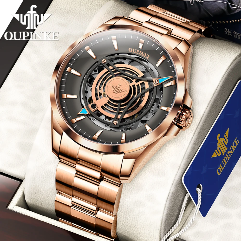 

Мужские водонепроницаемые автоматические механические часы OUPINKE из нержавеющей стали с японским механизмом и сапфировым стеклом, 50 м