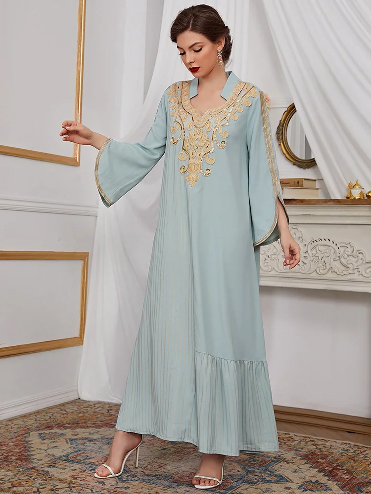 

TOLEEN Women Chic Elegant Maxi Long Dresses 2022 Luxury Embroidery Sequin Abaya Arabic Turkey African Evening Party Robe Vestido