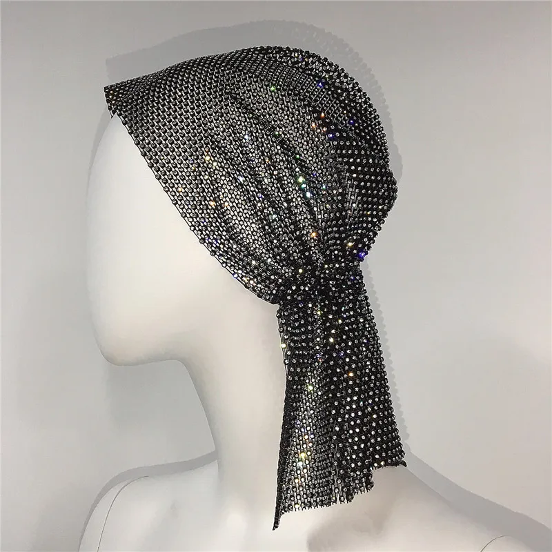 Glitter Party Headwear Head Wraps Headband Headscarf Shiny Rhinestone Woman Bandana Hair Band for Festival Turban Clubwear