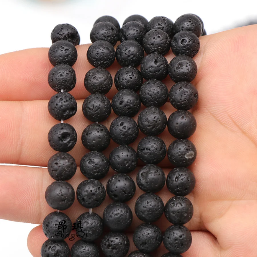 

Natural Volcanic Rock Black Lava Stone Beads Round Loose Spacer Beads for Jewelry Making DIY Bracelet 15" 4/6/8/10/12mm