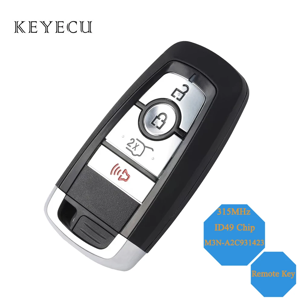 Keyecu для Ford DISPATCH Explorer Edge Bronco Mustang Mach-E Smart дистанционный ключ-брелок от машины 315MHz ID49