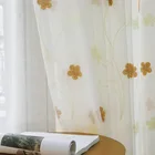 Тюлевые занавески с коричневыми цветами для гостиной и спальни, оконные шторы с вышивкой для кухни, прозрачные Занавески, панели, занавески