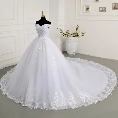 Wedding Dresses 2023 New Classic Lace Vestido De Noiva Luxury Pure White Formal Bridal Ball Gown Real Photo Plus Size For Women