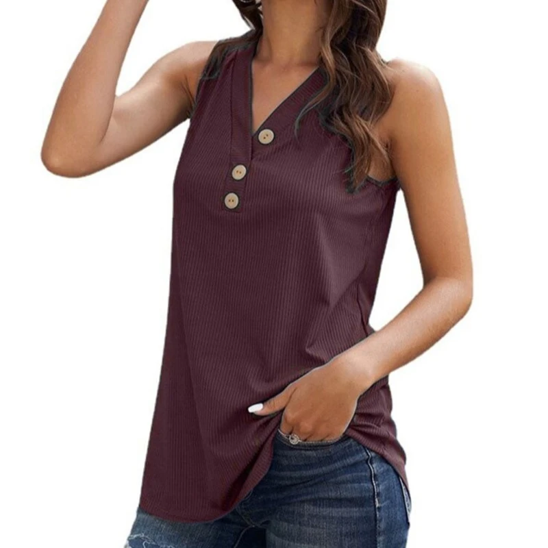 

Solid Color Camisole Top for Women Lady V-neck Tanks Top Female Sleeveless Vest