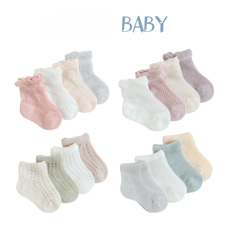 

5Pairs/lot New Children's Socks Summer Ultra-Thin Baby Socks Mesh Combed Cotton Boneless Baby Socks For Boys And Girls