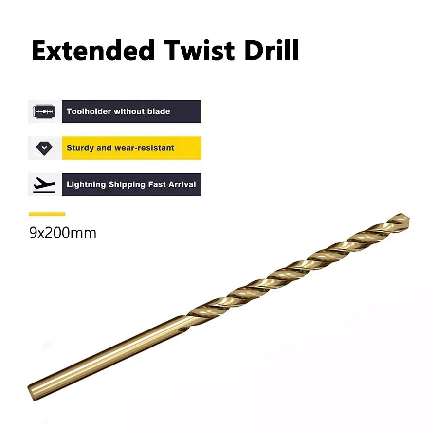 

Extended Cobalt-containing M35 High Speed Steel Twistdrill 200mm Special For Metal Wood Stainless Steel Deep Hole Drill 2.5-10mm