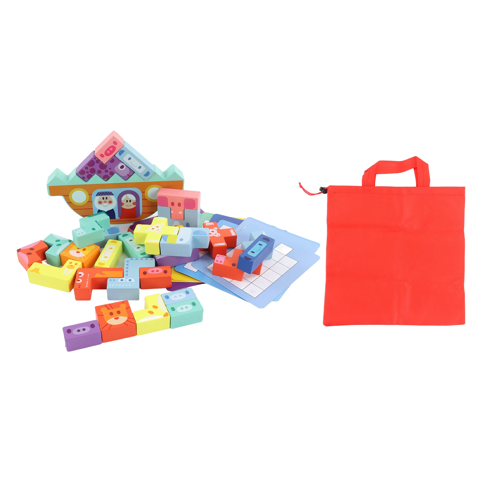 

Wooden Building Blocks Cartoon Stacking Blocks Colorfrul Jigsaw Puzzle Toy Early Educational Toy Gift For Kids