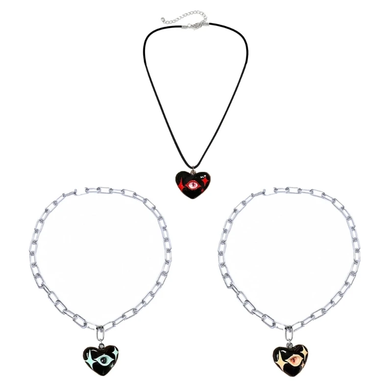 

Lovely Heart Shapes Pendant Necklace Evil Eyes Clavicle Chains Jewelry Gift