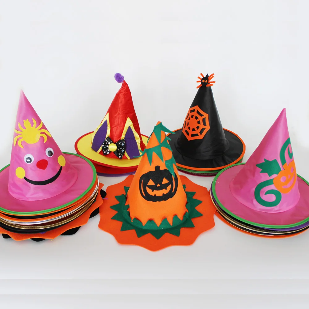 

Детская шляпа-ведьмы на Хэллоуин, маскарадное платье, аксессуары для костюмов для мальчиков и девочек, для куриных вечеринок