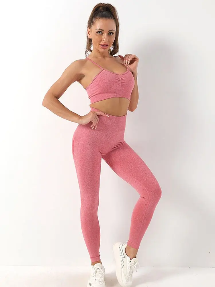 

Female Yoga Set Workout Clothes Fitness Sports Beautiful Back Bra Hip-Lifting High Waist Yoga Pants Two-piece Gym Wear for Women
