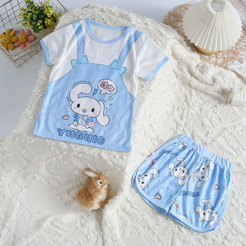 

Новинка Sanrios Kuromi Cinnamoroll My Melody летние милые Мультяшные модные повседневные шорты с коротким рукавом для девушек домашний костюм для иностранцев