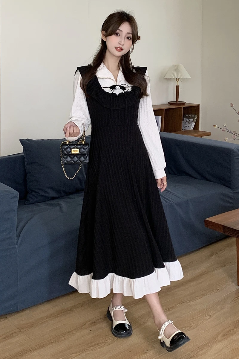 Элегантные хлопчатобумажные платья для женщин большие модели женское черное