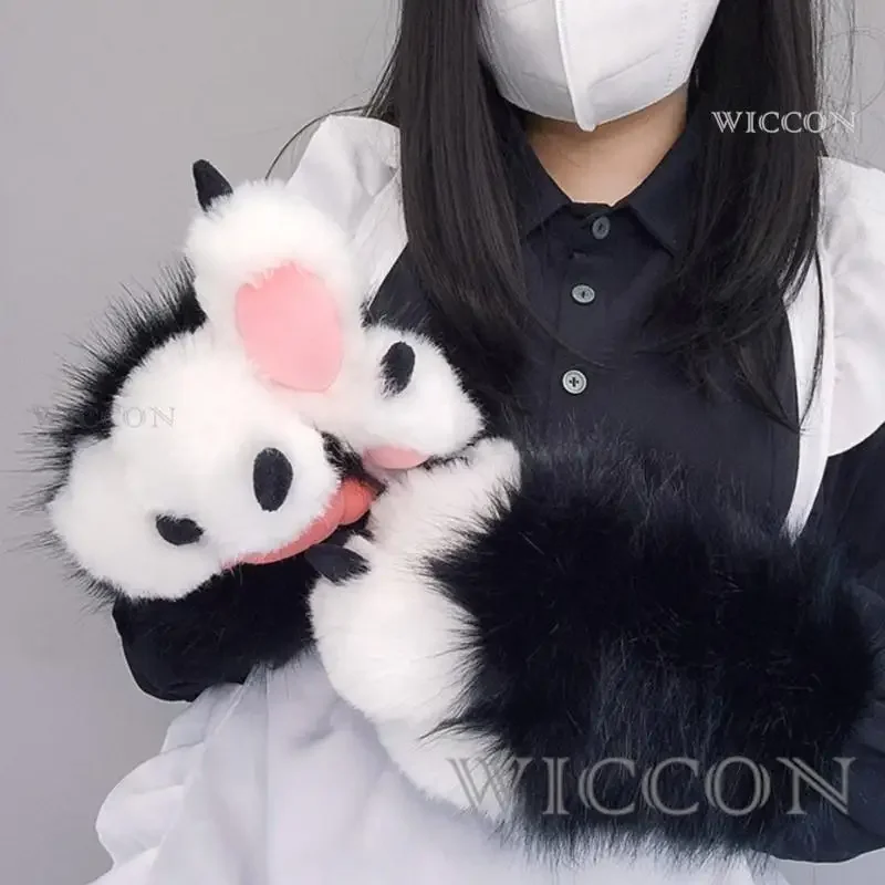 Перчатки с пушистыми лапами кошки Косплей костюмы кошка розовый черный коготь