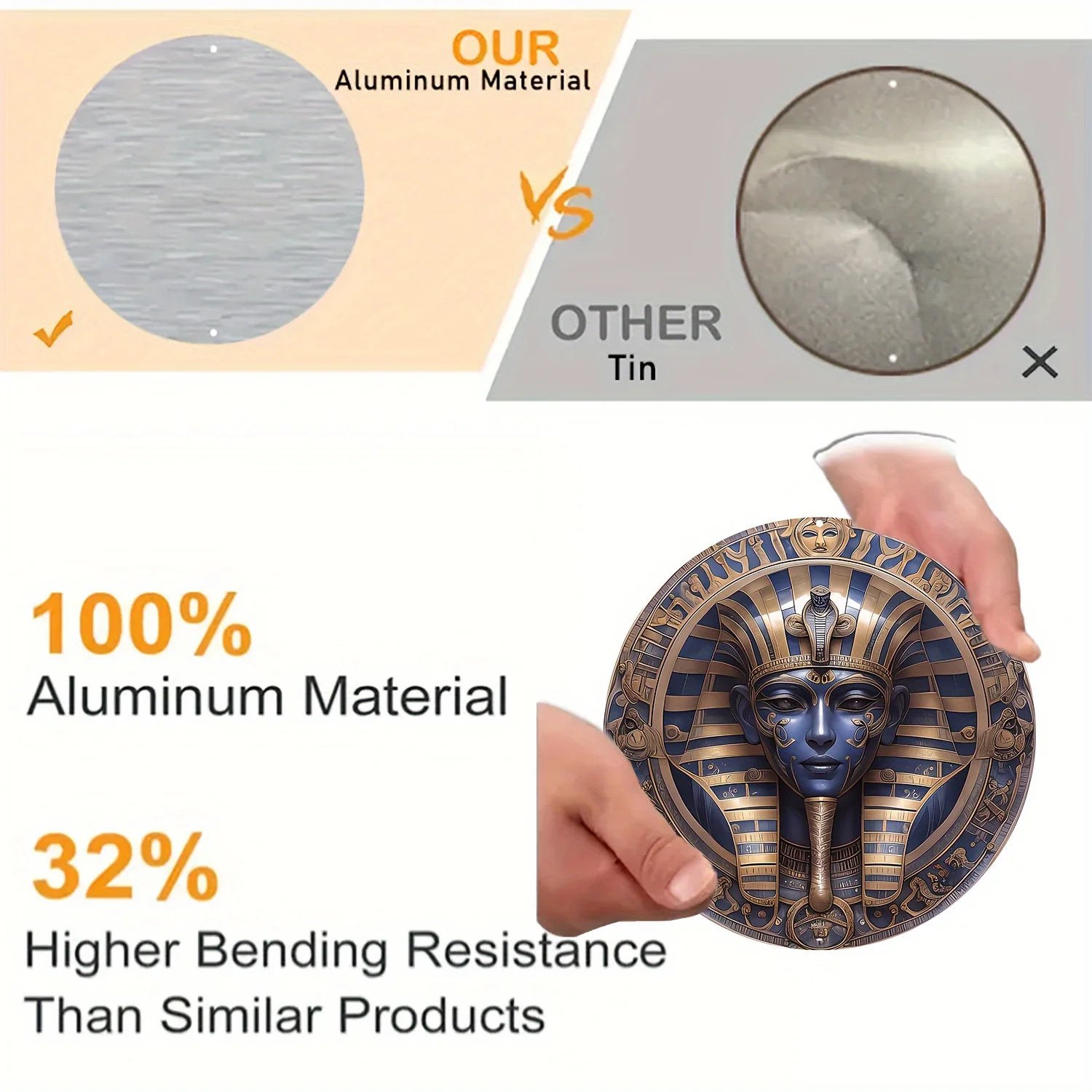 Маска египетского фараона Queen 8X8 дюймов алюминиевая настенная живопись —