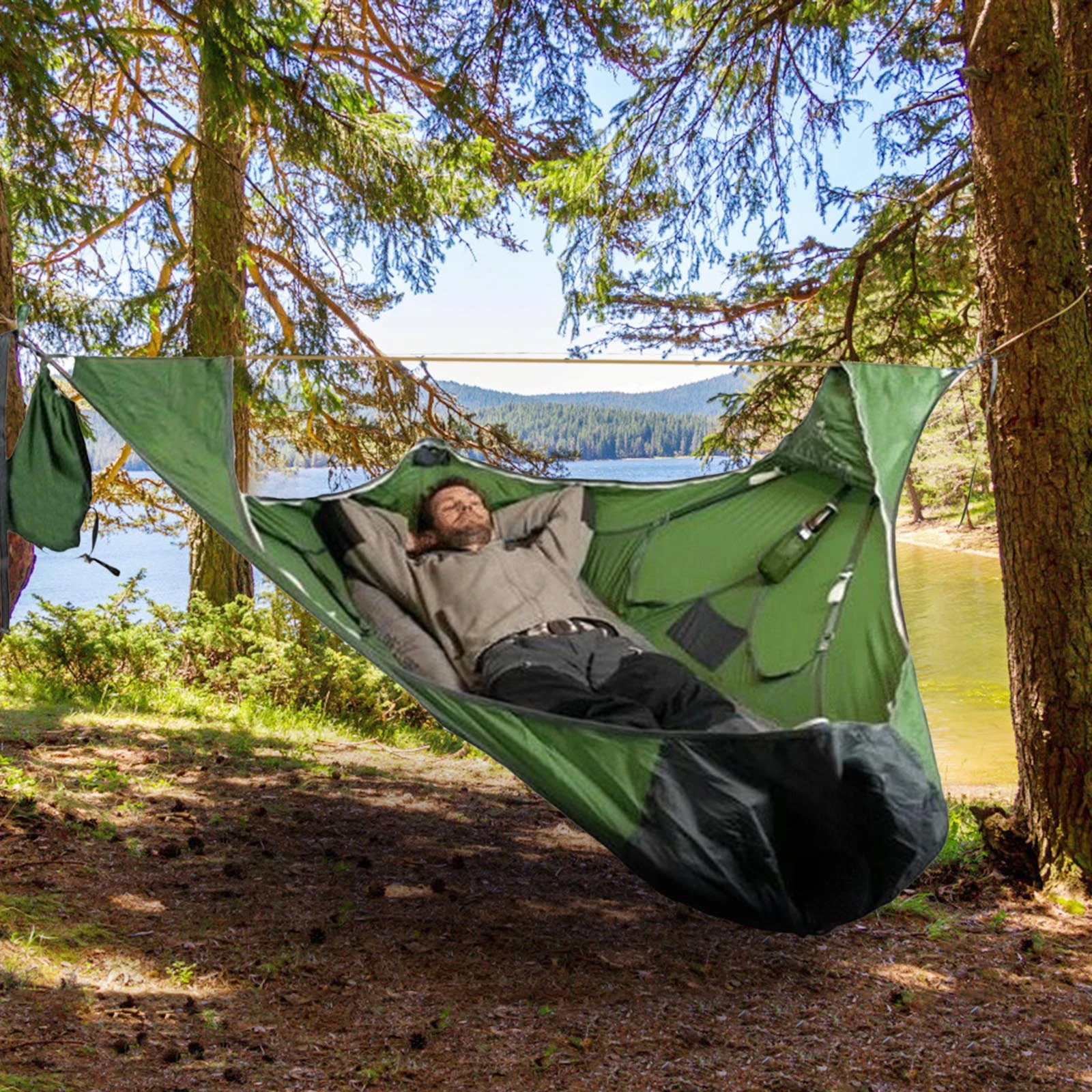 

Family Outdoor Camping Multi-person Hanging Hammock Anti-tear Anti-mosquito Flat Lay Hammocks Climbing Station Sleeping Bag