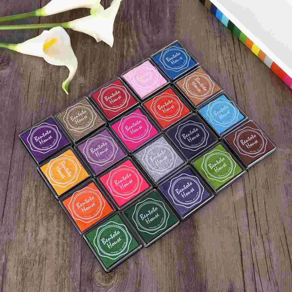 

20Pcs Craft Ink Pads, 20 Colors Ink Pads for Stamp Pads, DIY Craft Scrapbooking Finger, Rainbow Finger Ink Pads Set