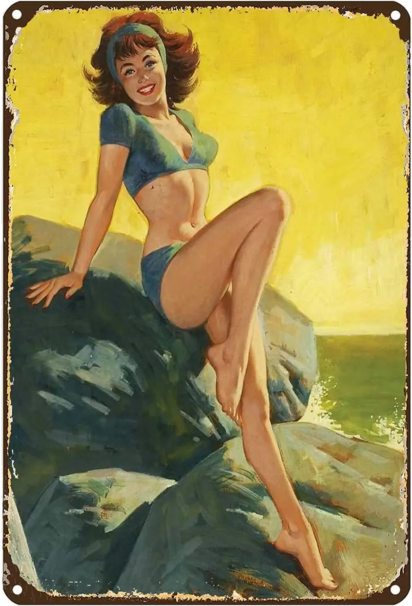 

Metal Sign Brand Pinup Girl Decor for Kitchen Metal Sign Pin Up Tin Kitchen Signs Vintage Sign Metal Pinup Girls Wall Art