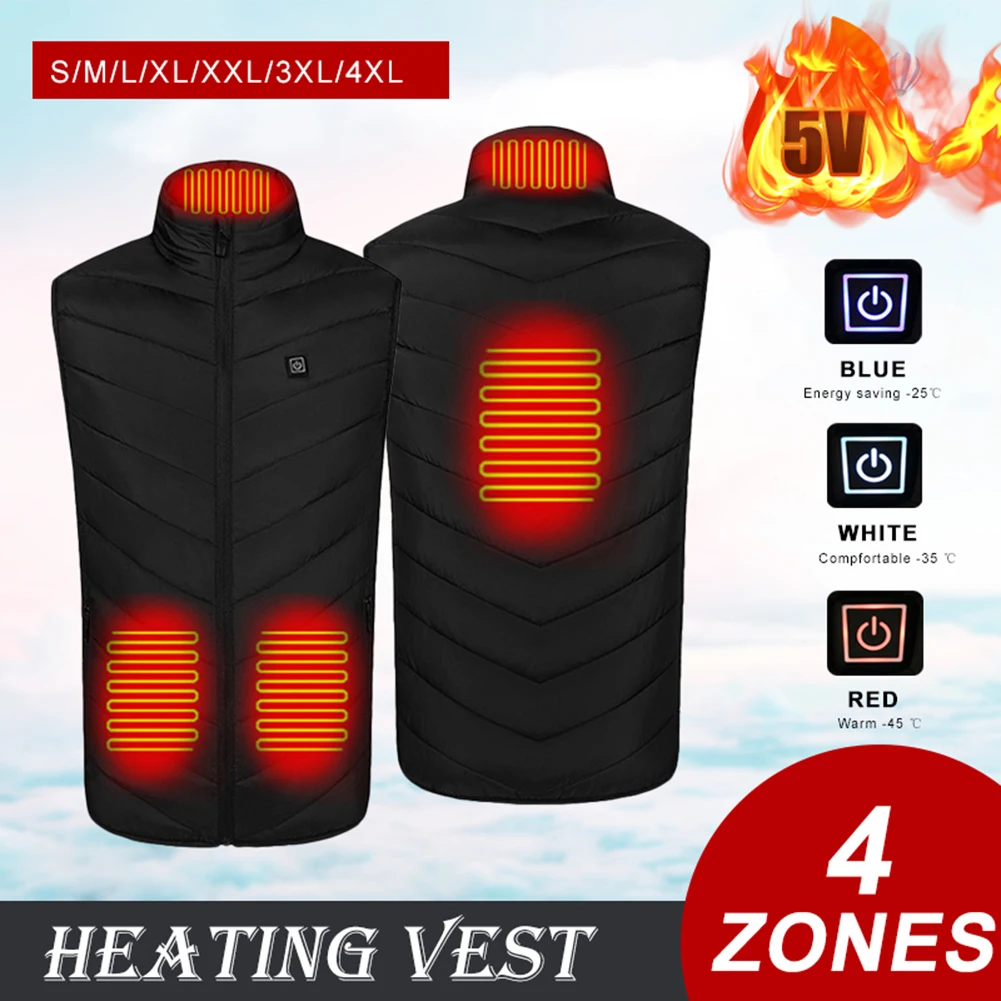 

2022 Winter Mens USB Heating Thermal Clothing Sleeveless Heated Jacket Electrical Vests Men Warm Women Fishing Trekking Hunting