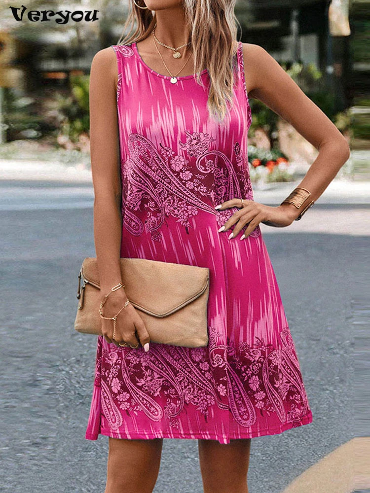 

Новинка, женское свободное платье на бретелях, пикантное летнее пляжное Повседневное платье-трапеция без рукавов, модель 2023 года