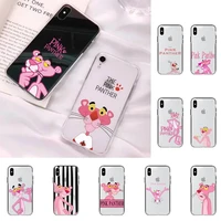 yndfcnb cute pink panther phone case for iphone 11 12 13 mini pro xs max 8 7 6 6s plus x 5s se 2020 xr clear case