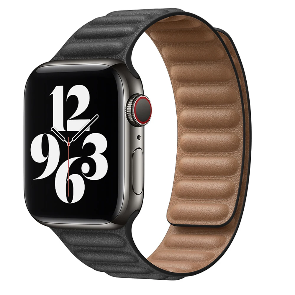 

Ремешок кожаный для Apple watch band 44 мм 40 мм 45 мм 41 мм 38 мм 42 мм, магнитный браслет для iWatch Series 3 5 4 SE 6 7