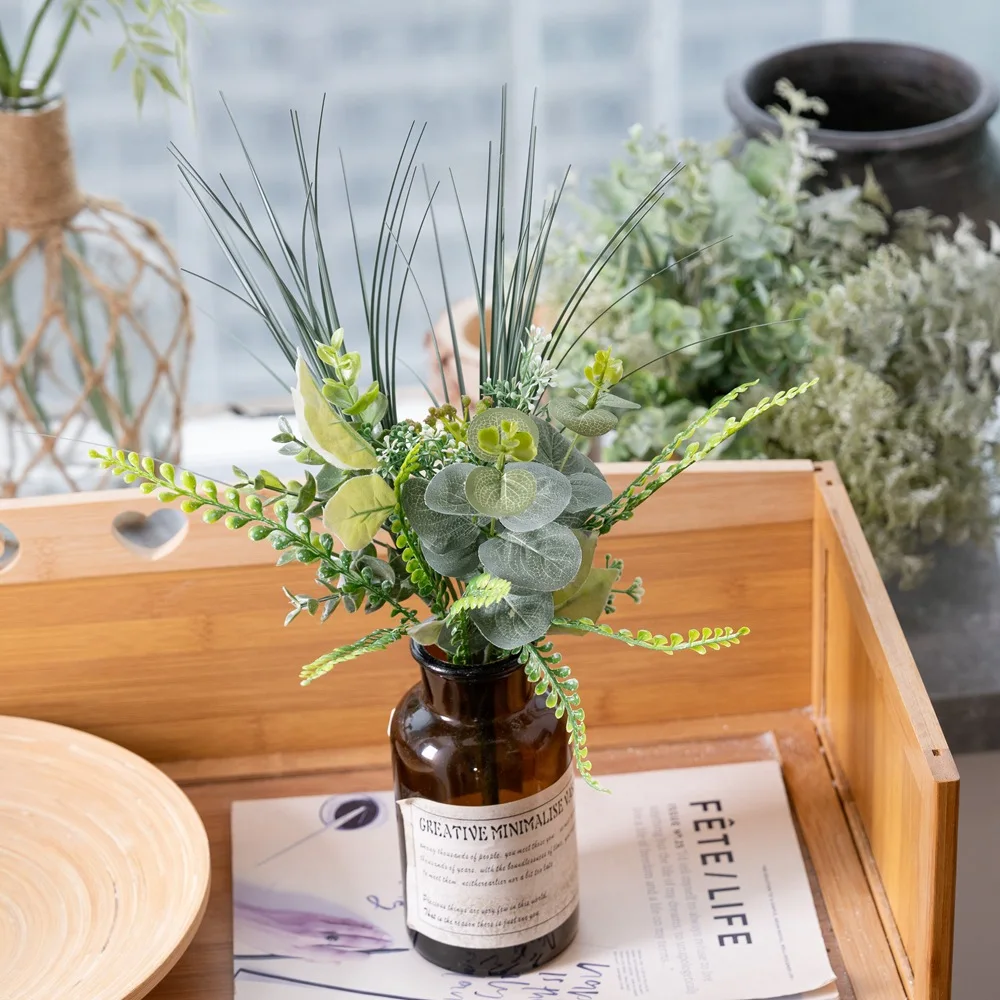 

1/2/5 Bundles 41.5cm Green Eucalyptus Simulated Flower Letters Bundle Artificial Flowers Plants Wholesale Home Desktop Decor