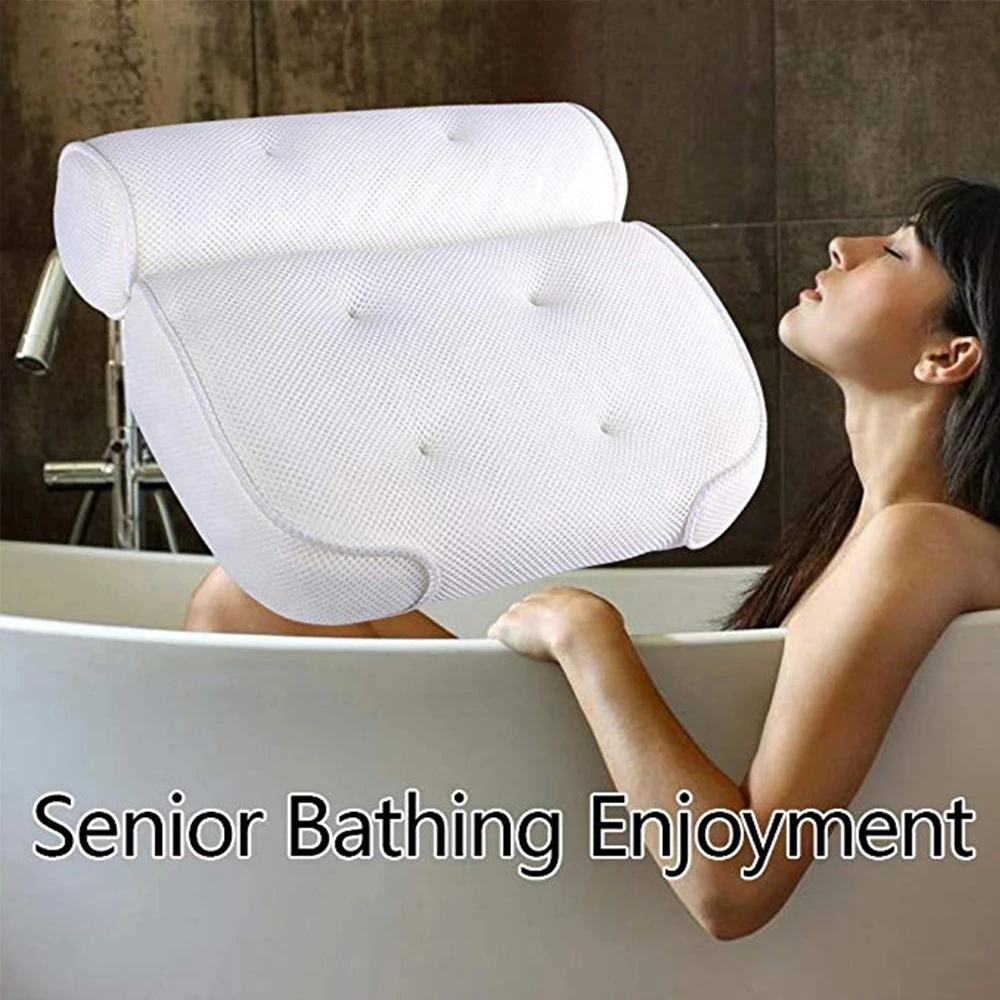 

3D Soft Spa Bath Pillow With Suction Cup Spa Bathtub Pillow Deep Spongy Cushion Headrest For Bathroom Pillow Tool Badkussen