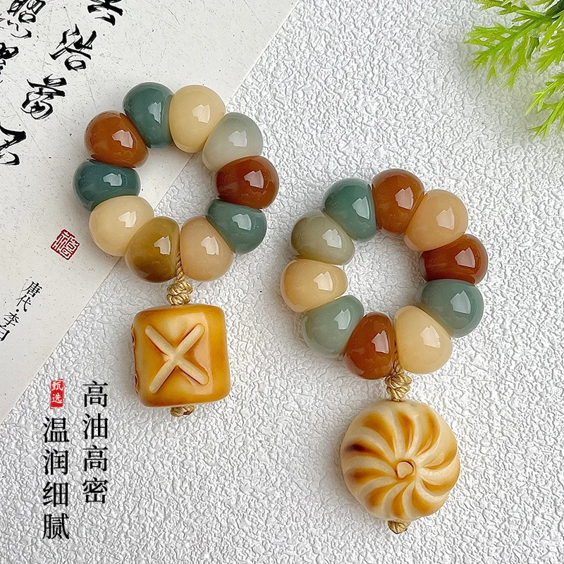 Фото Чеснок, гвоздика, палец, мягкая игра, корнь Бодхи, кончик пальца, ручной витой буддийский молитвенный браслет с бусинами №3