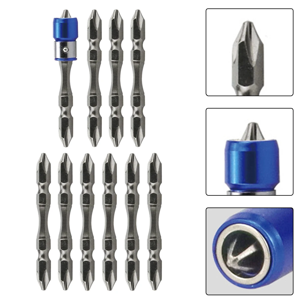 

PH2 Electric Cross Double Head Screwdriver Bits Set With Magnetic Ring For Cordless Drills Plasterboard Wood Plastic Thin Steel
