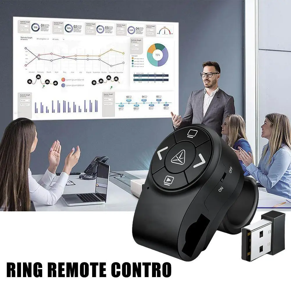 

Wireless Presenter Rf 2.4g Finger Remote Powerpoint Slides Ppt Rechargeable Pen Clicker D4i6