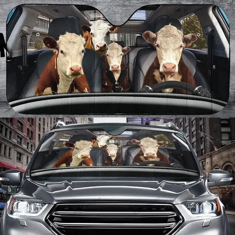 

Солнцезащитный козырек Hereford для семьи крупного рогатого скота, забавный козырек для крупного рогатого скота, милый автомобильный козырек д...