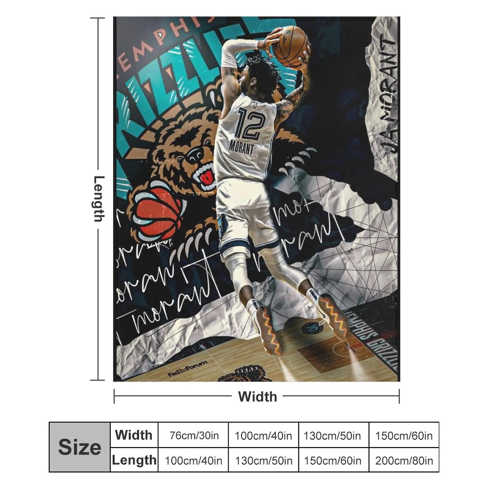 Одеяло Ja Morant 12 плакаторизованное Dunk тяжелые декоративные кровати клетчатые