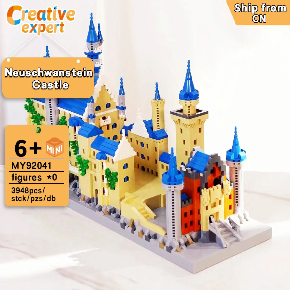 

MY92041 Творческий эксперт мини кирпичный уличный вид Лебедь модульный дом Moc Neuschwanstein модель замка игрушки 3948 шт.