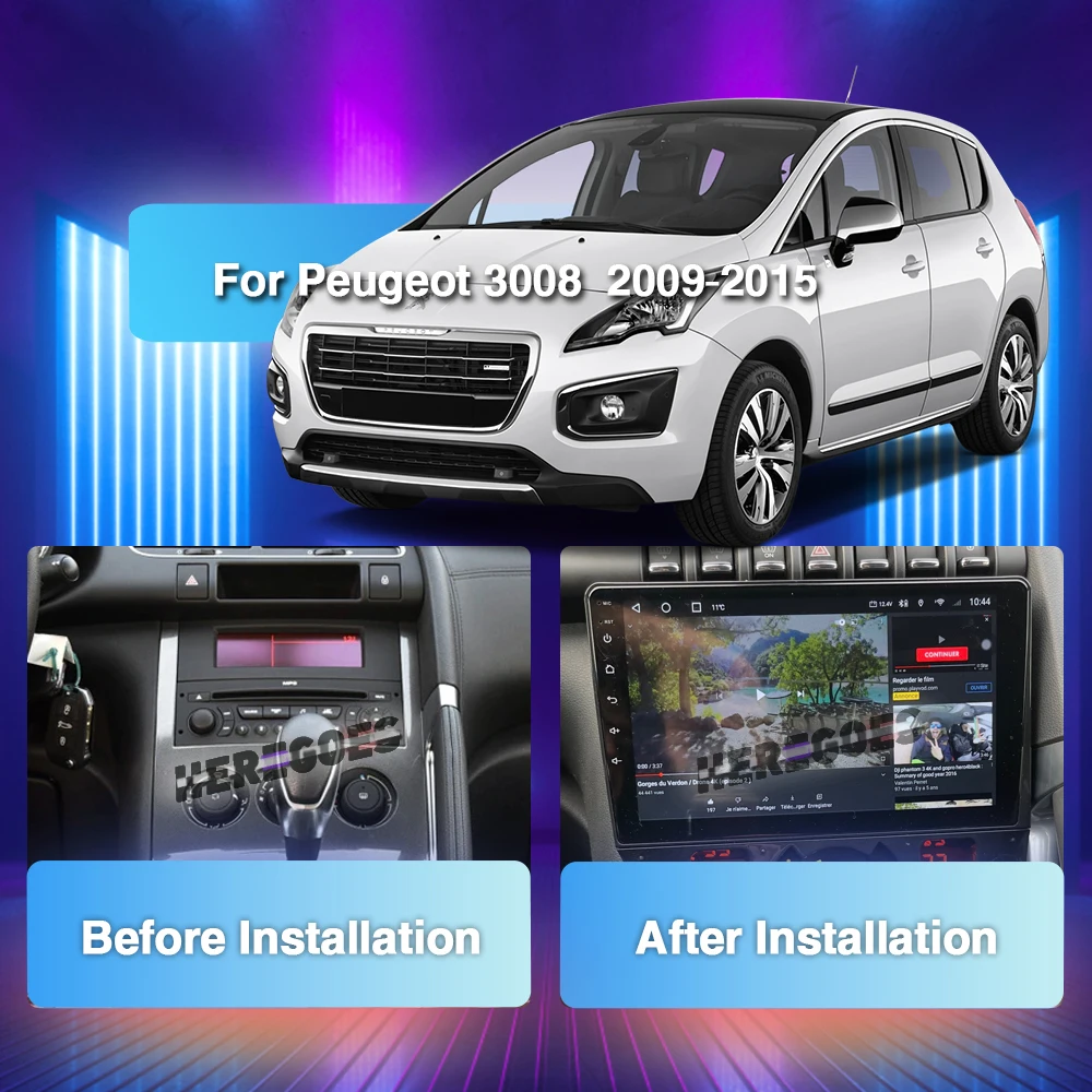 Автомагнитола 2 Din на Android 360 с камерой 11 0 дюйма для PG 3008 Peugeot 5008 2009 - 2015 Carplay GPS