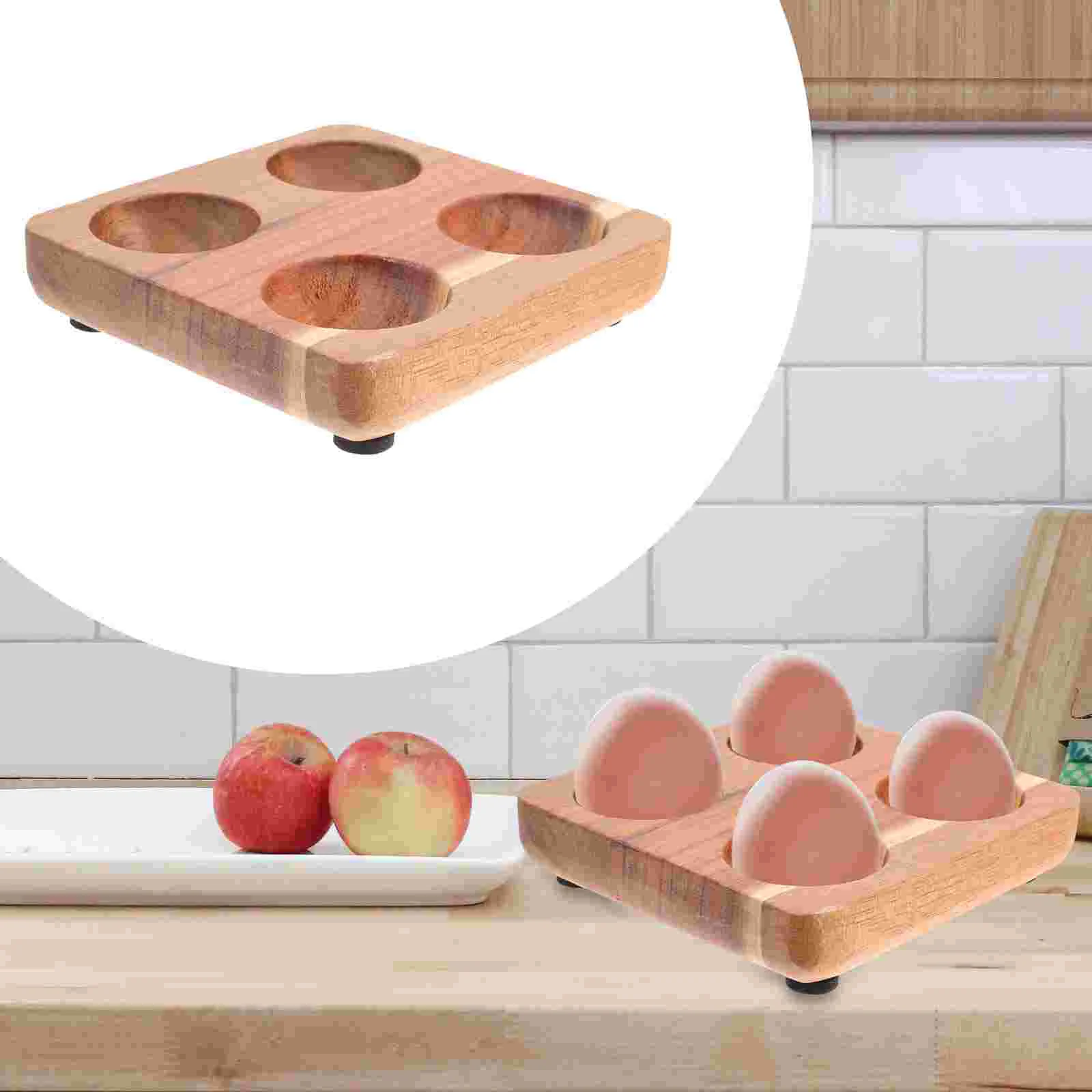 

Egg Storage Holder Stand Tray Container Base Wooden Kitchenrefrigerator Placing Countertop Box