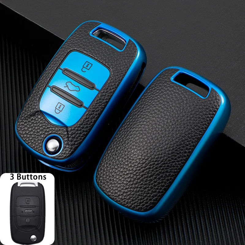 Leather Car Remote Key Case Cover Shell Fob For Baojun 560 Rs-5 530 630 310 E100 310W 510 730 360 TPU Holder Shell Accessories