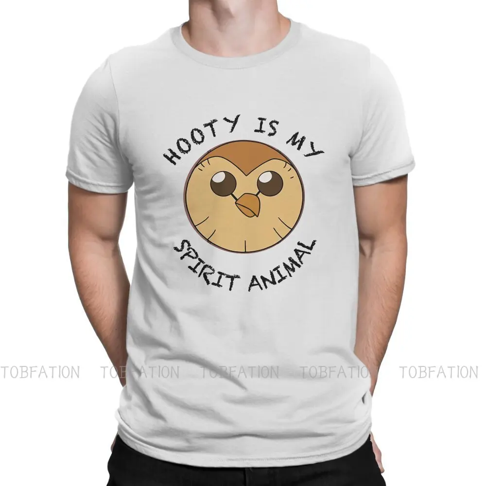 Hooty is My Spirit Animal Fashion TShirts The Owl House Male Style Fabric Streetwear T Shirt O Neck Oversized