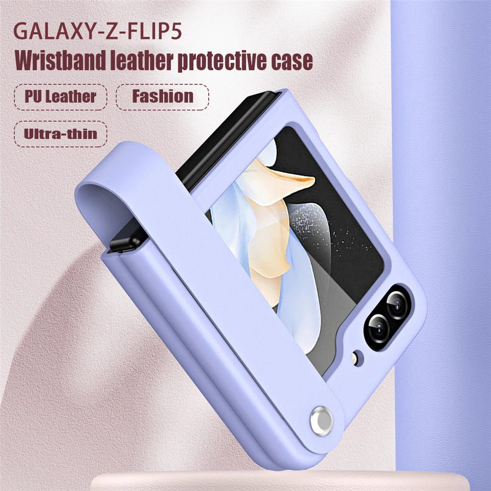 

Модный Ультратонкий чехол для телефона с ремешком на запястье для Samsung Galaxy Z, флип-чехол для 5 дюймов, жесткий защитный чехол из поликарбоната, противоударный чехол, чехлы