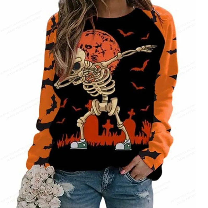 

Skulls Hoodie Women Fashion Hoodies Sweatshirt Halloween Hoodie O-neck Autumn Winter Clothes Women Sweats Girl Coats Pumpkin