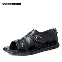 mature mens elegant leather ankle wrap sandals businessman wrinkled buckle belt roman outdoor concise summer shoes cool