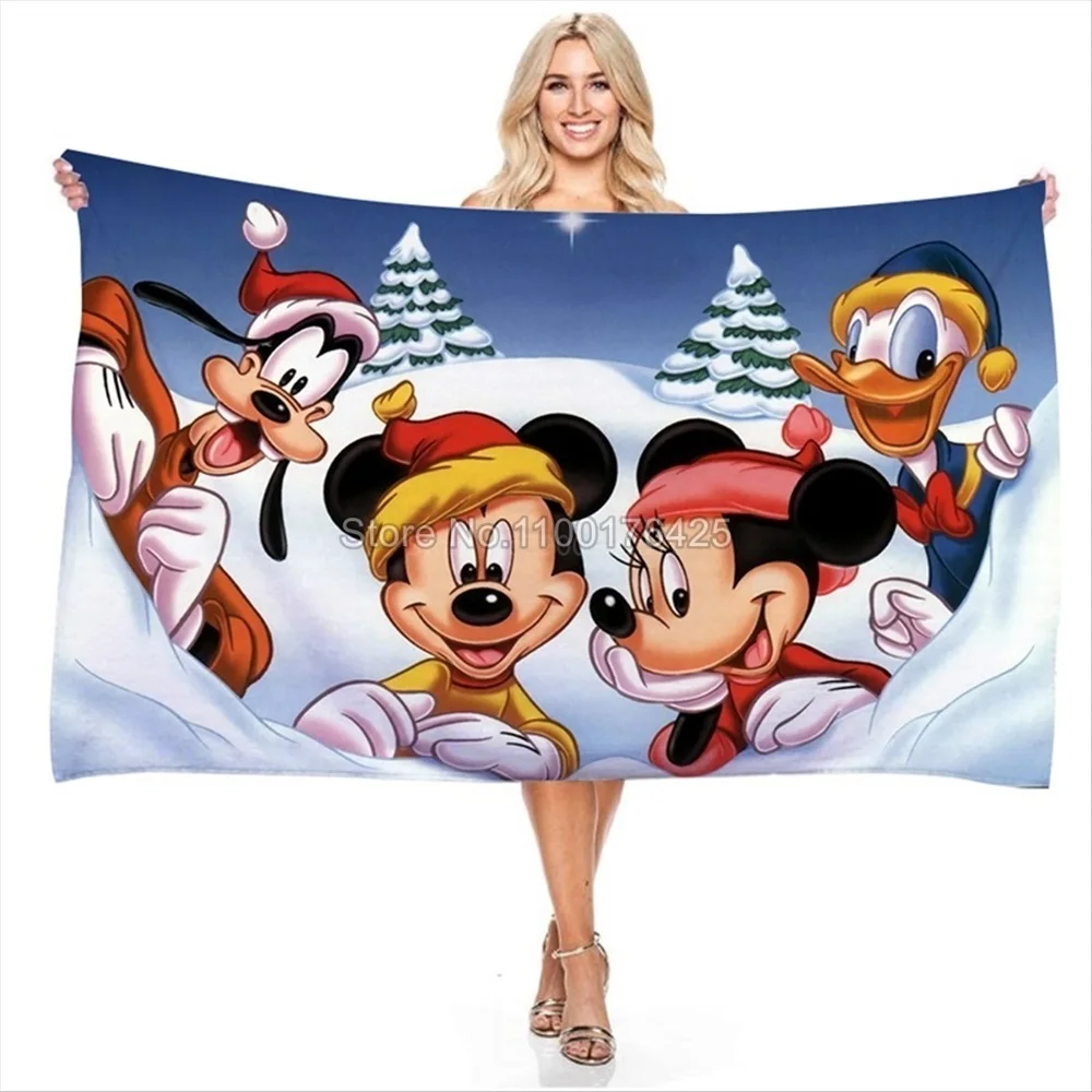 

Disney Mickey Minnie Mouse Bath Towel for Adults Children Microfiber Beach Towel Home Washcloth for Kids Boys 75X150cm