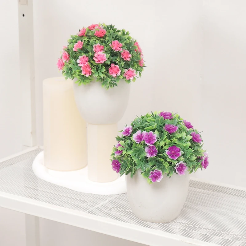 Искусственное Зеленое Растение Маленькая Роза Бонсай Цветок В Горшке Домашний